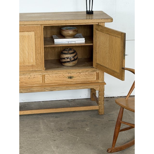 Mid-Century Modern Low Brutalist Sideboard in Oak by Henning Kjaernulf, 1960s For Sale - Image 4 of 10