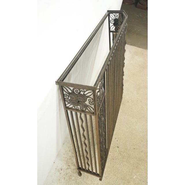 Vintage French Art Deco Wrought Iron Radiator Cover For Sale - Image 11 of 15