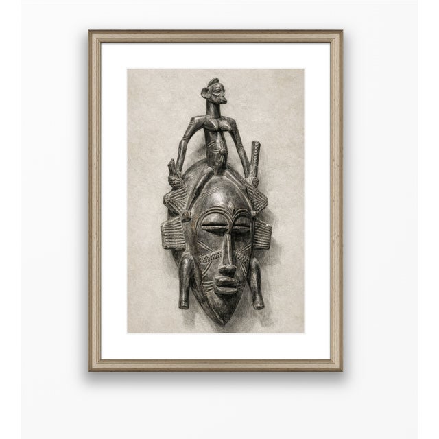 Atelier Aria Lumae Senufo Kpeliye E Tribal Mask Graphite Study Fine Art Gallery Board Print For Sale - Image 11 of 13