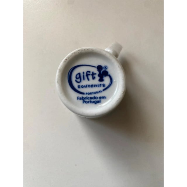 Portuguese Ceramic Espresso Cup & Tray Set - Souvenir From Portugal - Blue Tile For Sale - Image 9 of 10