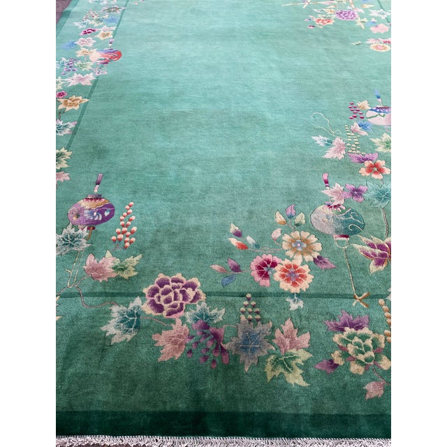Antique Art Deco Chinese Carpet, Wonderful Carpet of Happiness For Sale In Chicago - Image 6 of 11