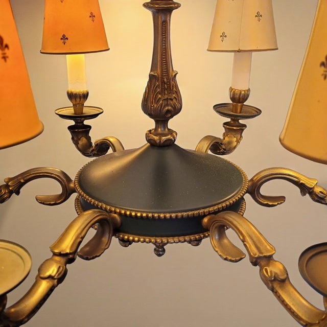 1920s Large Antique French Brass Chandelier, 1900s For Sale - Image 5 of 12