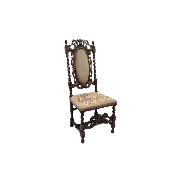 Jacobean Antique Jacobean Revival Carved Barley Twist Chair, Circa 1870–1890 For Sale - Image 3 of 13