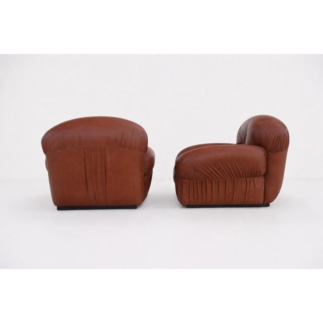 Vintage Italian Chairs in Leather, 1970s, Set of 2 For Sale - Image 3 of 8