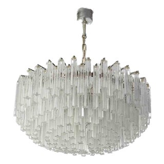 Trilobo Ceiling Lamp in Metal and Murano Glass by Workshop Venini, Italy 1970s For Sale