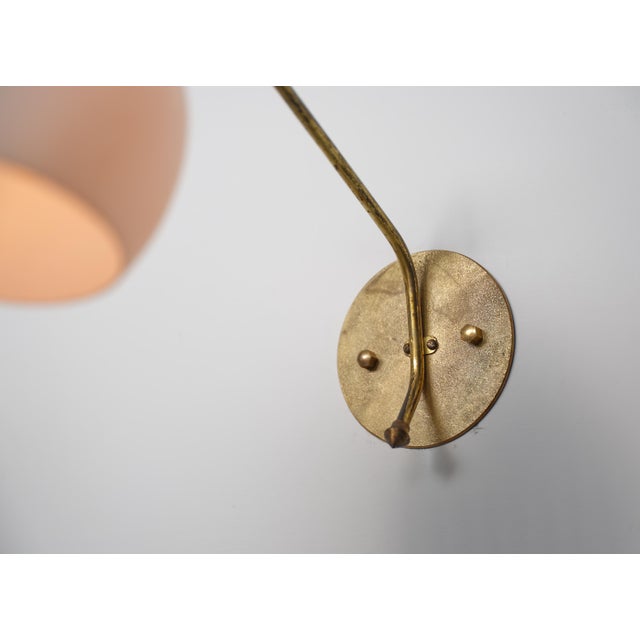 Metal Large Vintage Italian Brass and Opaline Glass Wall Sconces, 1950s, Set of 2 For Sale - Image 7 of 14
