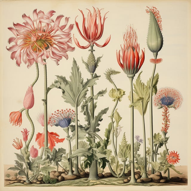 French Country Antique Botanical Garden Study - Natural History Fine Art Print For Sale - Image 3 of 3