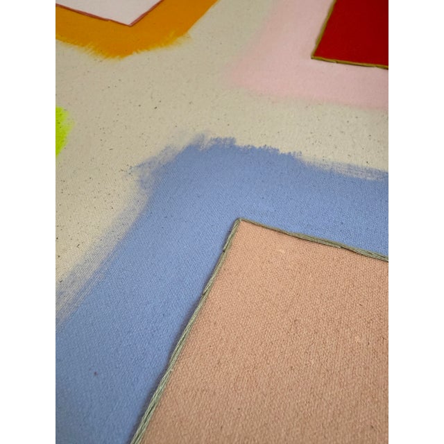 Contemporary Original Painting | Abstract Multicolor Squares Contemporary Painting, 24 X 30 In. For Sale - Image 3 of 4