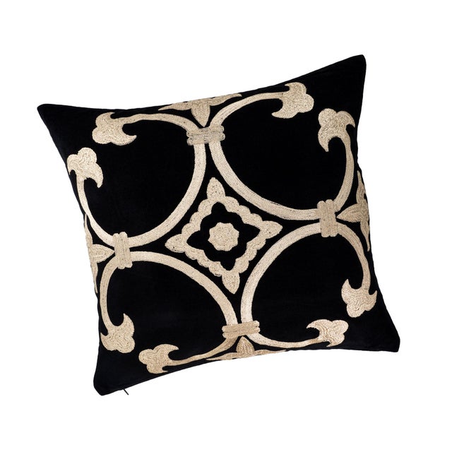 Our Black Velvet Pillow with Natural Embroidery is timeless piece that combines artisanal craftsmanship with modern...