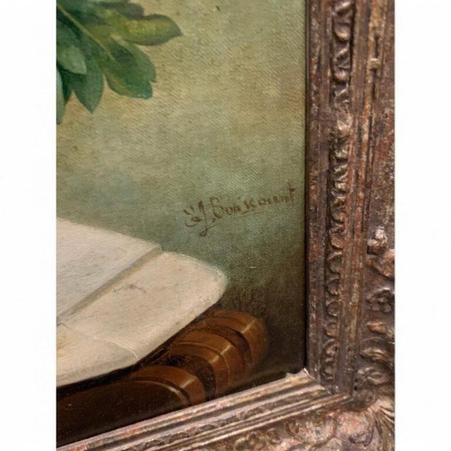 19th Century 1878 e.j. Boussant Still Life Oil Painting — Fruit & Wine For Sale - Image 5 of 8