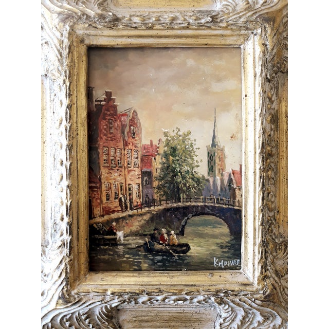 1950s Dutch Scenic Wood Panel Oil Painting With Gilt Frame Chairish