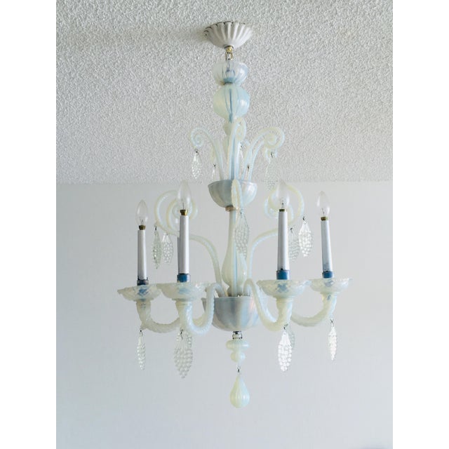 Vintage Opalescent Murano Glass Chandelier For Sale - Image 12 of 13