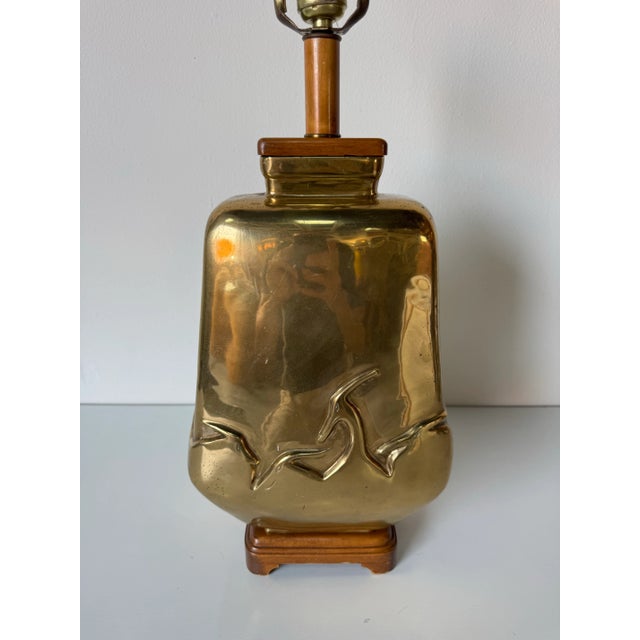 1950s Vintage Art Deco–Style Bronze Table Lamp With Heron Motif For Sale - Image 5 of 9