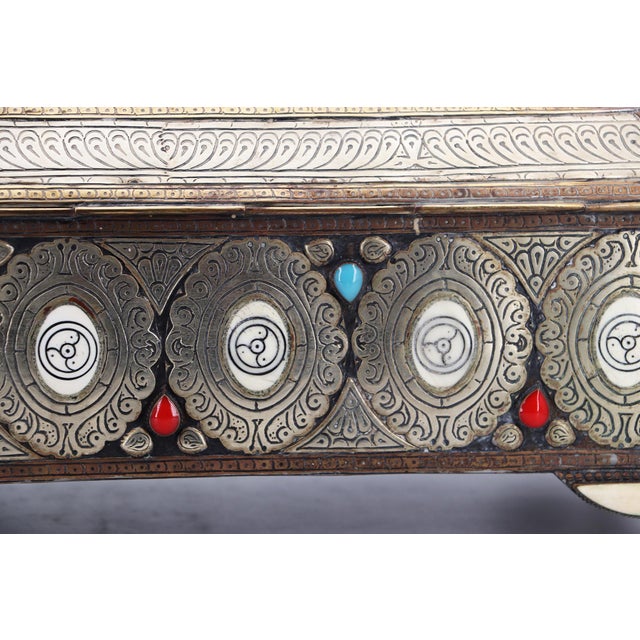 1960s Large Box Decorated With Silver and Turquoise Stones For Sale - Image 14 of 17