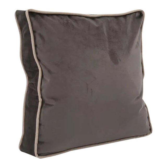 Kenneth Ludwig Chicago Gusseted Bella Pewter Velvet Pillow With Contrast Welt For Sale
