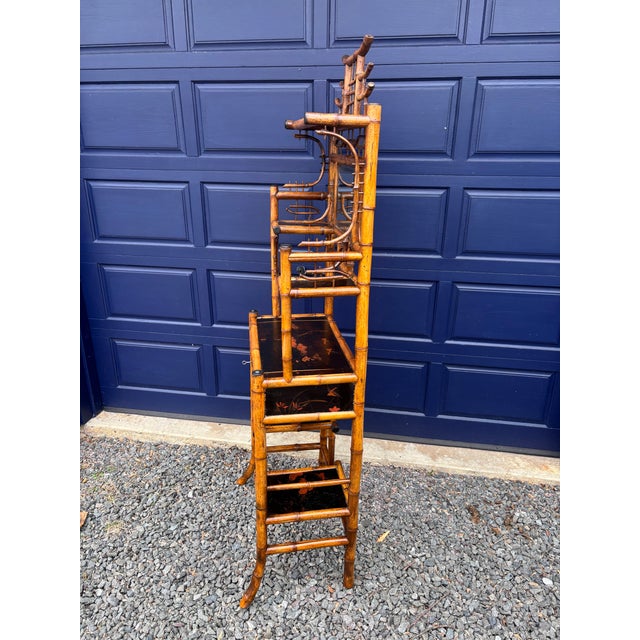 Bamboo Etagere With Pagoda Top and Chinoiserie Panels, 19th Century For Sale - Image 9 of 18