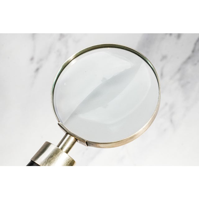 Contemporary Rare Vintage Ralph Lauren Home Sterling Silver Wood Magnifying Glass Luxury Desk Accessory Home Office Decor For Sale - Image 3 of 13