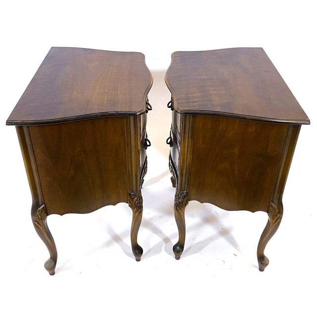 Mid 20th Century Mid 20th Century Pair French Louis XV / French Provincial Side Tables For Sale - Image 5 of 10