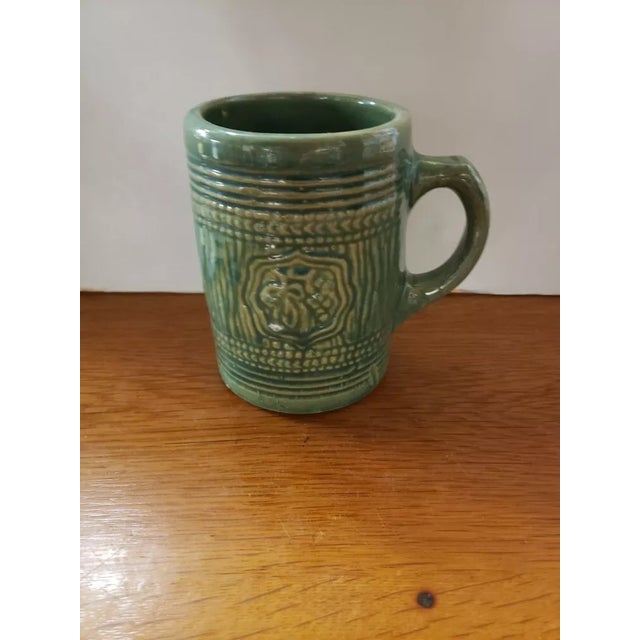American 1920's McCoy Green Stoneware Barrel Mug For Sale - Image 3 of 6