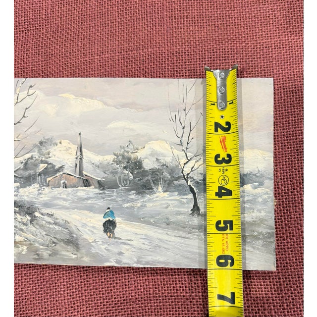 Vintage Oil Painting on Board - Period Piece Winter Landscape For Sale - Image 4 of 5