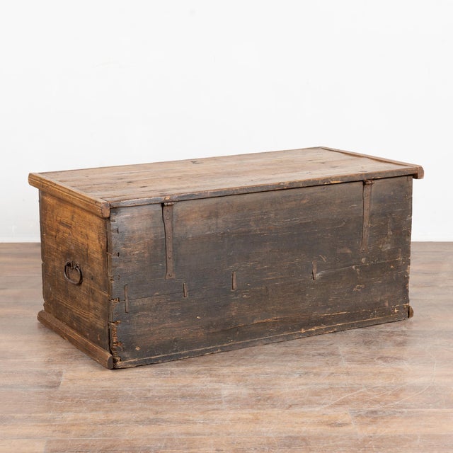 Hand-Painted Pine Flat Top Trunk From Hungary Dated 1830 For Sale - Image 11 of 11