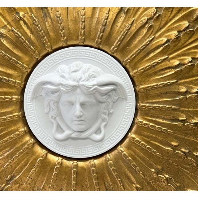Rosenthal Monumental 29” Rosenthal Versace Medusa Gilt Sunburst Architectural Wall Medallion Plaque For Sale - Image 4 of 7