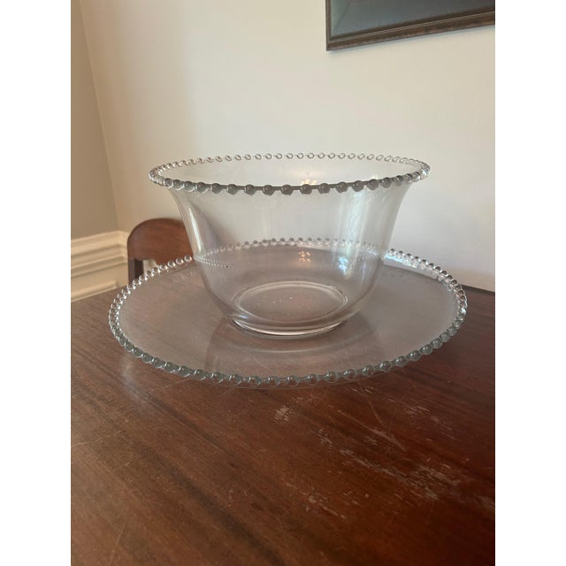 Mid 20th Century Imperial Glass Candlewick Punch Bowl and Underplate Set For Sale - Image 4 of 6