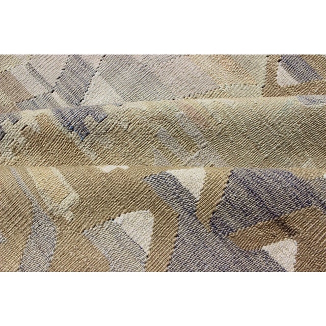 Vintage Tribal Kilim With Geometric Design in Taupe, Honey, Lavender, Gray & Tan For Sale - Image 11 of 12