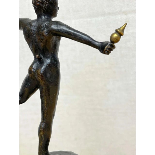 Metal Late 19th Century Diminutive Grand Tour Bronze 'Balancing Faun' on Marble Pedestal - A Pair For Sale - Image 7 of 13
