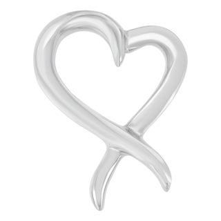 .925 Sterling Silver Open Heart-Shaped Awareness Ribbon Pendant Necklace For Sale