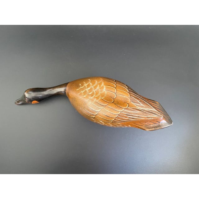 Wood Vintage Hand Carved & Painted Canada Goose in Drinking Position Wood Decoy For Sale - Image 7 of 12