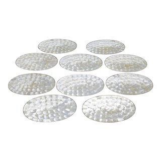 Vintage Lacquered Capiz Shell Oval Placemats - Set of 10 For Sale