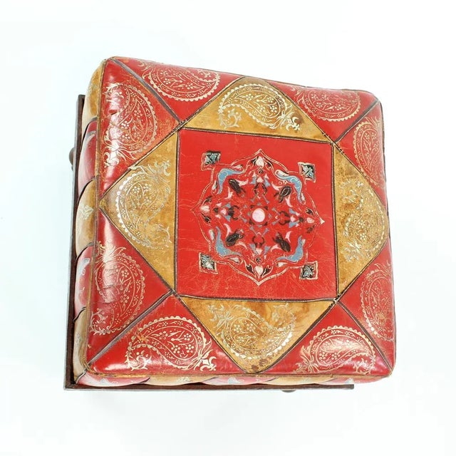 1960s Vintage Turkish Leather Ottoman, 1960s For Sale - Image 5 of 9