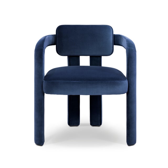 Double Arch Dining Chairs in Navy Blue Cotton Velvet from Insidherland, Set of 12, in New conditions. Designed from 2000...