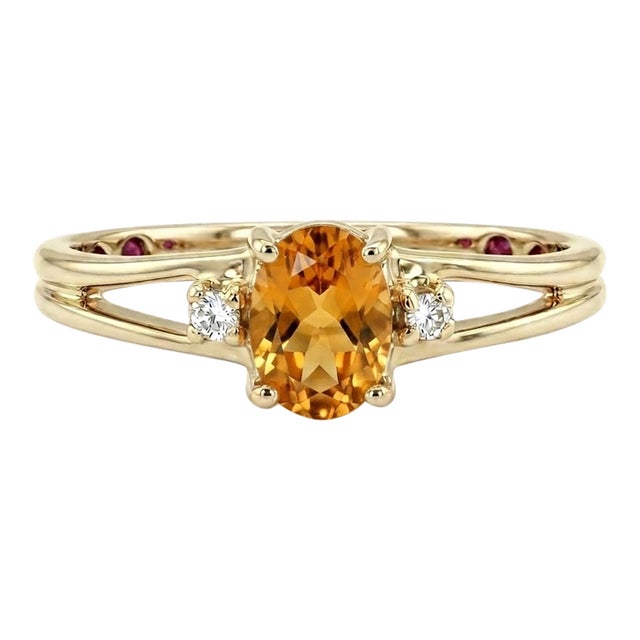 Citrine & Cz Engagement Ring in 925 Sterling Silver Us 7 For Sale