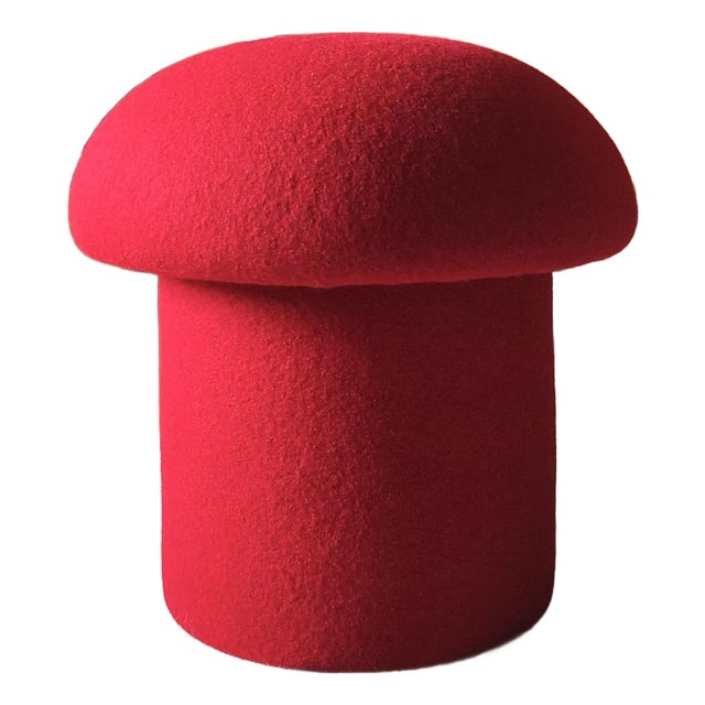 Mushroom Ottoman in Goji Wool For Sale