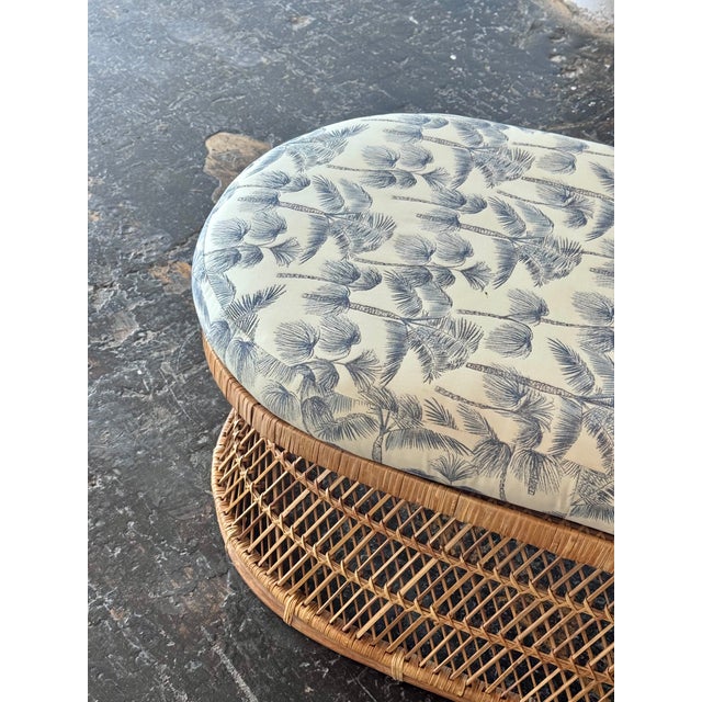 Vintage Boho Peacock Wicker Chaise With Tropical Cushions For Sale In Milwaukee - Image 6 of 18