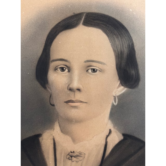 Black Large Victorian Portrait of Woman From 1800s 20x16 For Sale - Image 8 of 10