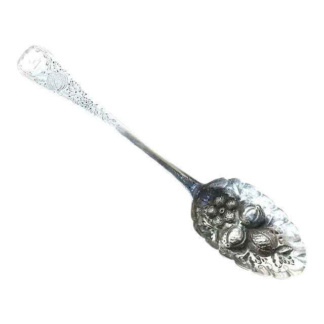 1833 Antique English Regency Silver Berry Spoon Hallmarked for William Eaton, London For Sale