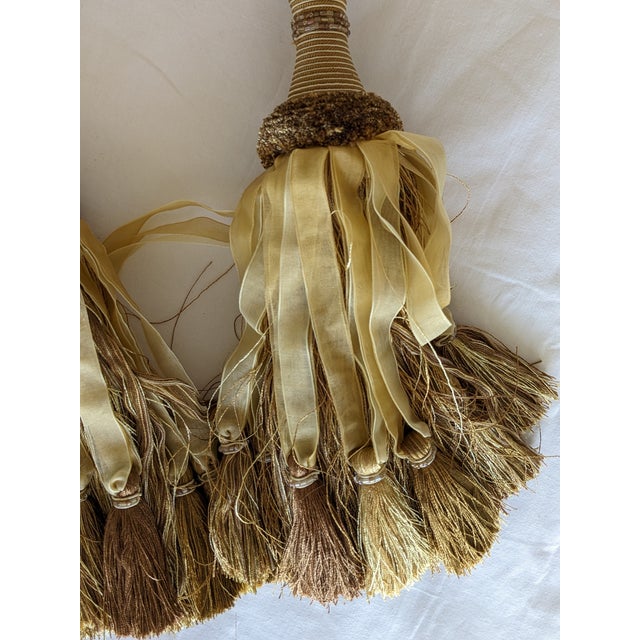 Wood 2 Vintage Gold and Beige Organza Ribbon Drapery Tieback For Sale - Image 7 of 7