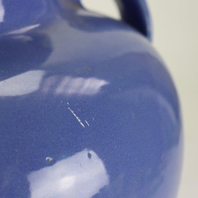 Large Antique Zanesville Blue Art Pottery Floor Vase C1930 For Sale - Image 6 of 14