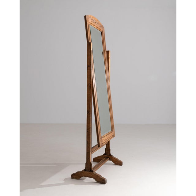 Wood 19th Century France Tan Wood Full-length & Floor Mirrors For Sale - Image 7 of 10
