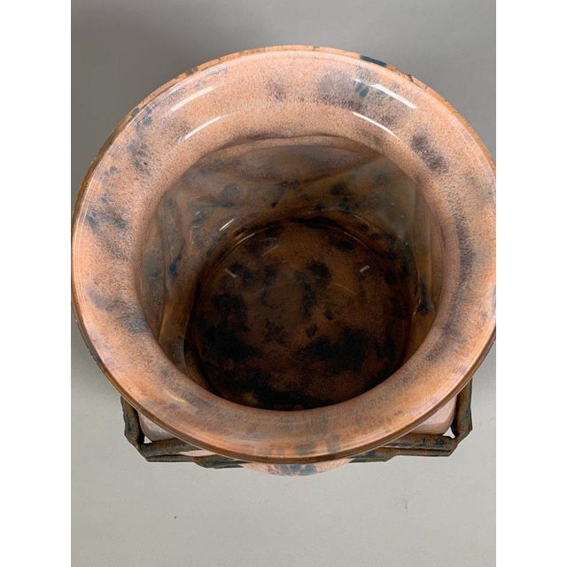 Art Deco Art Deco wrought iron and glass vase by Le Lorrain, Nancy, 20th century, 1930 For Sale - Image 3 of 9