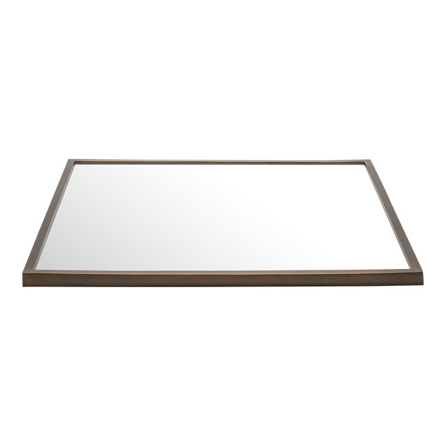 Large Square Tray in White Shagreen With Bronze Patina Brass by Kifu Paris For Sale