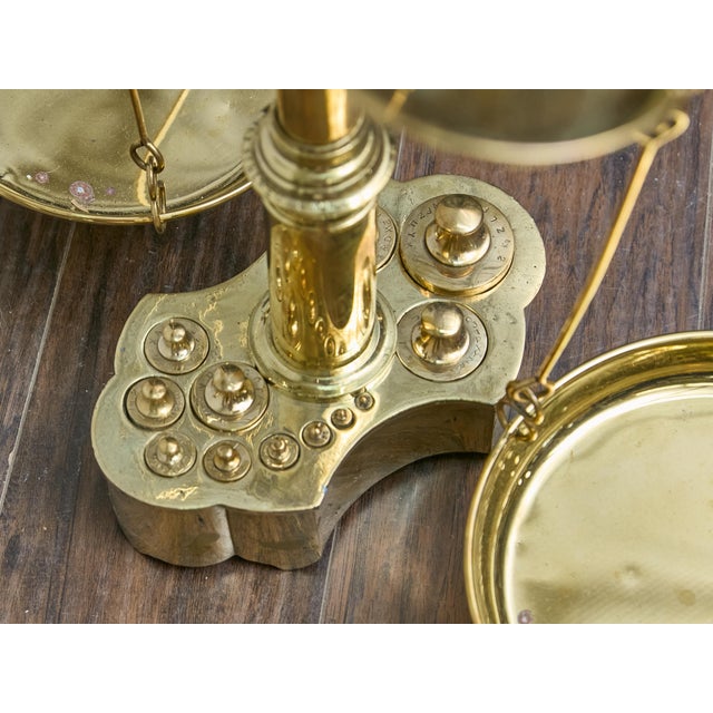 Large 19th Century English Brass Scale With Weights and Bull Finial For Sale - Image 10 of 16