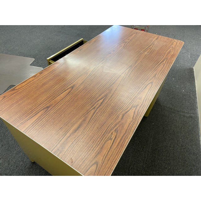 Mustard 1970s Vintage Mid Century Modern Tanker Desk For Sale - Image 8 of 9