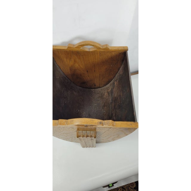 Vintage Art Deco Wood and Metal Magazine Rack For Sale - Image 6 of 9