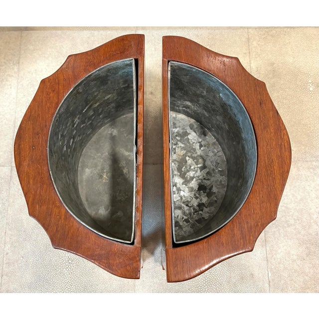 Mid 20th Century Vintage English Carved Cachepot With Metal Inserts. For Sale - Image 5 of 12