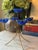 Mid-Century Modern MCM Gunnar Ander for Ystad-Metall 5-Light Brass & Cobalt Blue Glass Flower Candelabra For Sale - Image 3 of 5
