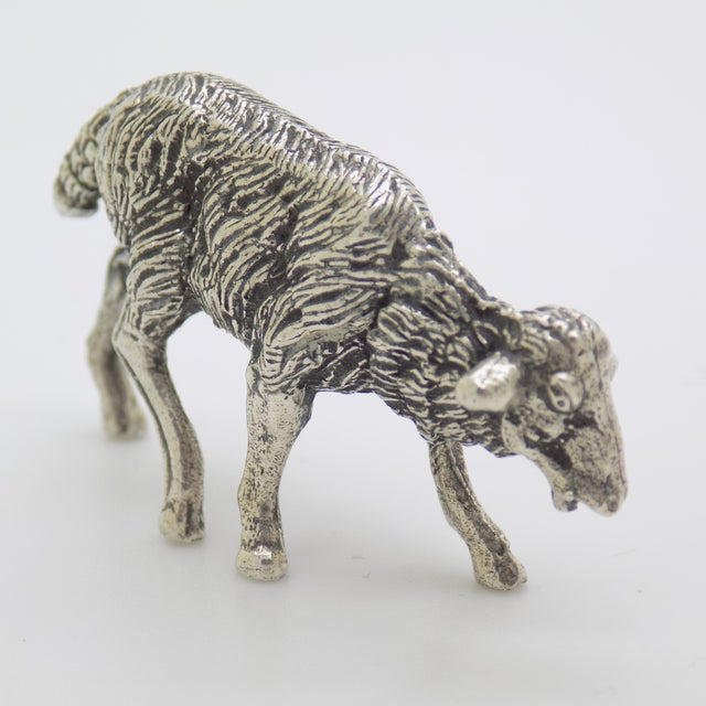 Vintage Italian Handmade Genuine Silver Detailed Sheep Figurine Miniature For Sale - Image 4 of 9